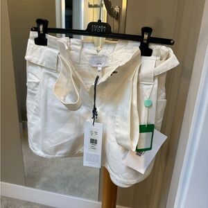 Adam Lipped -  High waisted paper bag style shorts with belt
